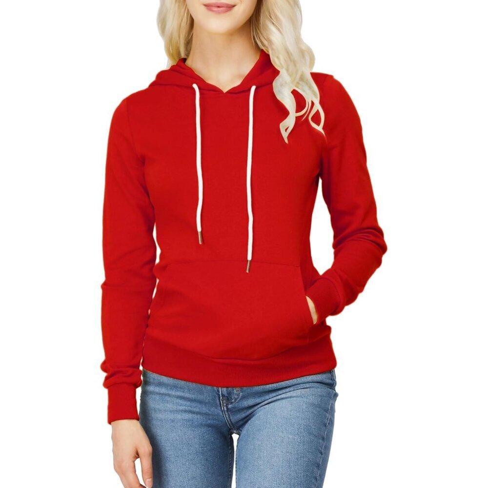 Women's Slim Fit Cotton Polyester Hoodie Pullover Casual Long Sleeve - Picture 1 of 5